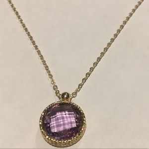 MILOR 14K Italy Yellow Gold Faceted Purple Pendant
